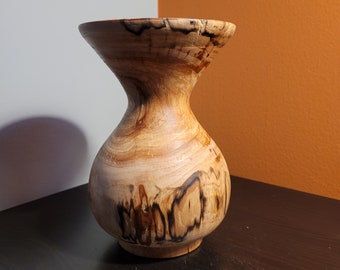 Twig Bud Vase - Spalted Apple Vase - Wide Mouth Vase - Turned Wood Vase - Handmade Wooden Vase - Dried Flower Vase - Curvey Wood Vase