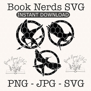 Bundle de conception de jeux de faim, attraper le feu, téléchargement numérique de Mockingjay SVG, pour l'espace de conception de Cricut, d'autres emporte-pièces numériques, Suzanne Collins