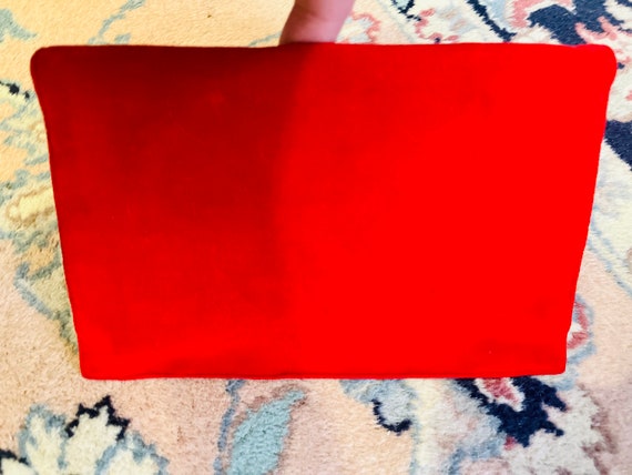 Vintage Red Velvet Envelope Evening Bag - image 7