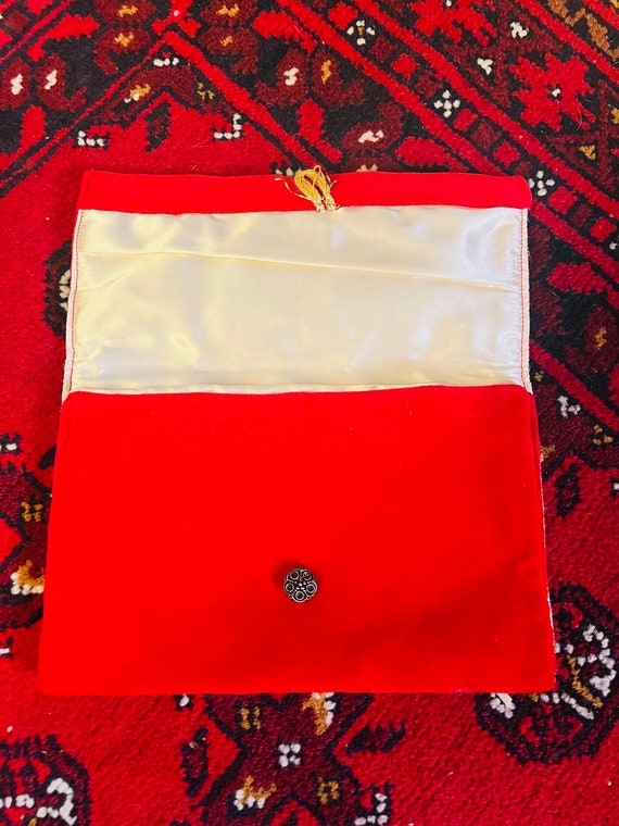Vintage Red Velvet Envelope Evening Bag - image 1