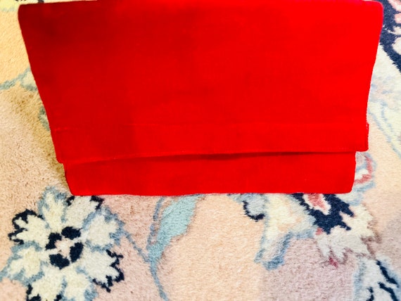 Vintage Red Velvet Envelope Evening Bag - image 6