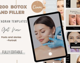 Mall för sociala medier för Botox och filler på Instagram, sjuksköterskeinjektor, estetisk hudvård, hudterapeut