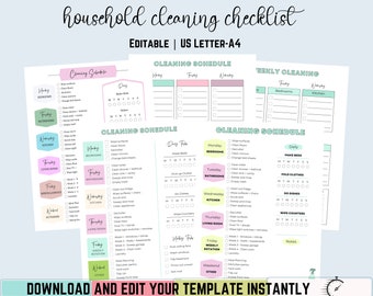 Checklista för hushållsstädning, städchecklista och schema, städchecklista för veckan, checklista för daglig städning, syssloschema,