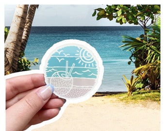 Beach ocean vacation sunshine vinyl sticker for tumbler or laptop decal