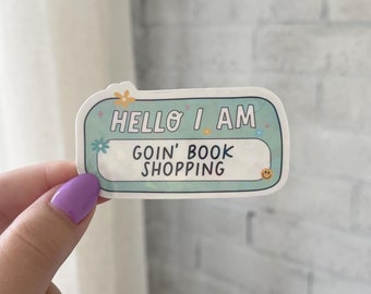 Hello my name is Nametag book shopping sticker for book lover