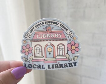 Hot girls support their local library vinyl waterproof sticker for kindle or tumbler