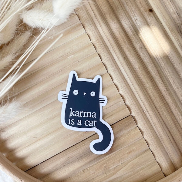 Cat sticker, black cat, water bottle sticker, karma sticker