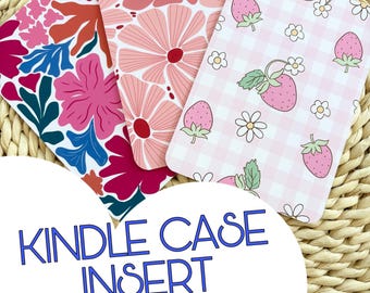 KINDLE CASE INSERT - summer floral cardstock insert for 6 inch basic size
