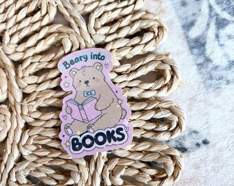 Beary into books glitter vinyl sticker for kindle case