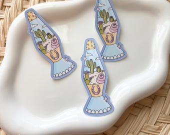 Cowgirl desert lava lamp vinyl sticker for kindle decor or tumbler