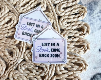 Lost in a book come back soon glitter kindle vinyl sticker