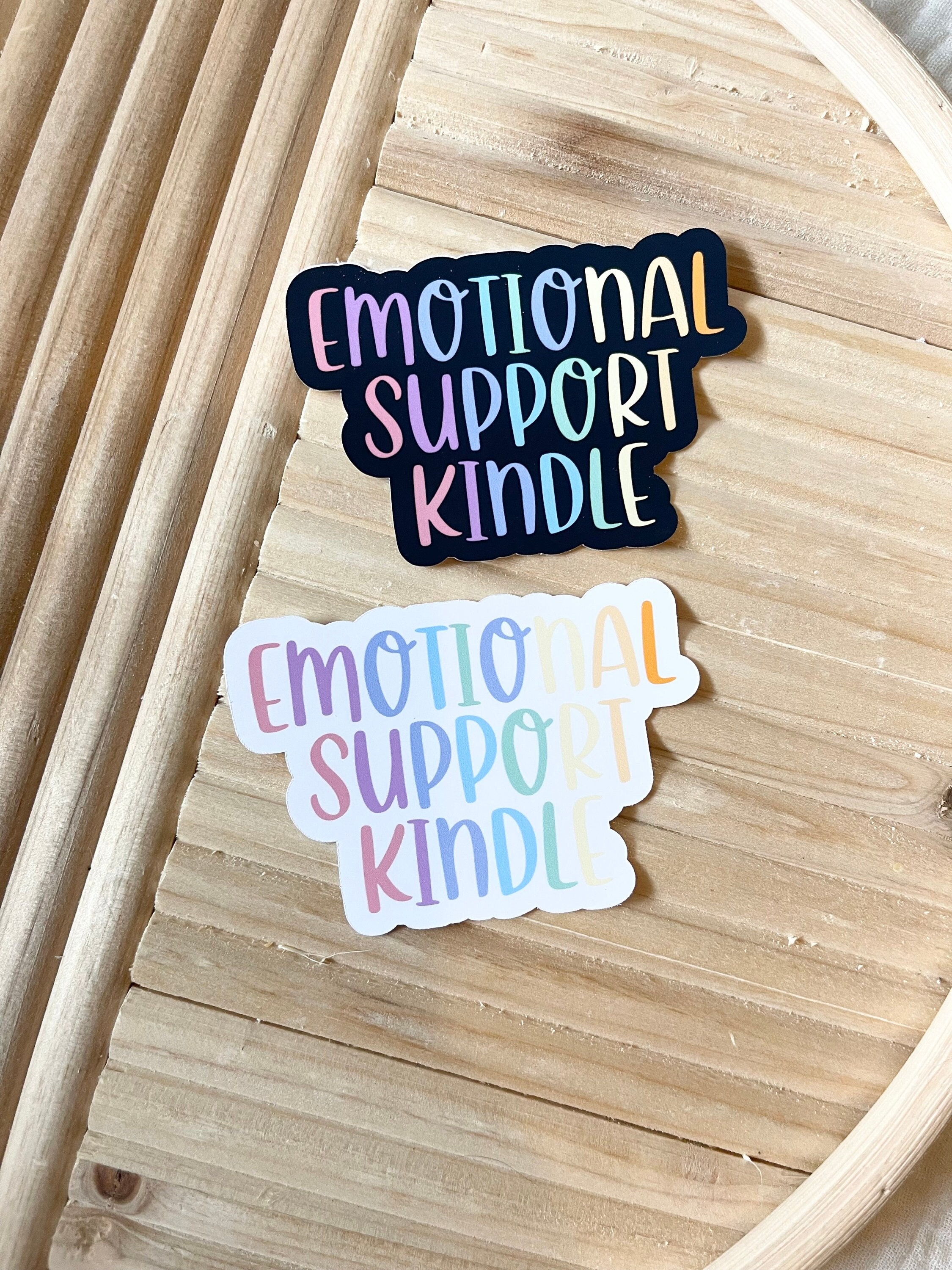 Rainbow Heart Sticker Emotional Support, Quote, bookish kindle sticker