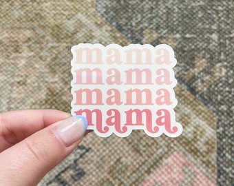 Retro Mama Sticker, Gradient Pink Vinyl Decal for Mom