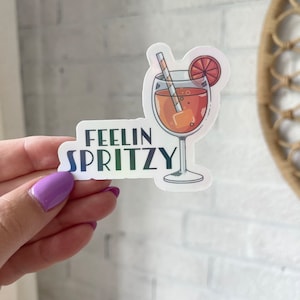Aperol Spritz Sticker: Holographic Cocktail Laptop Decal