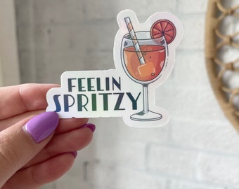 Aperol Spritz Sticker: Holographic Cocktail Laptop Decal
