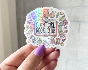 Cozy Girl Book Club Sticker: Autumn Holographic Sticker