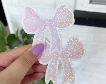 One Glitter bow holographic sticker decorate your kindle or water bottle with waterproof sticker