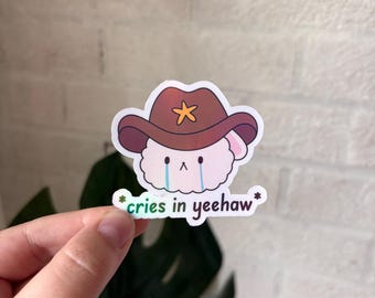 Yeehaw cowboy bunny vinyl sticker decal
