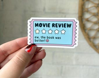 Movie ticket stub book review sticker for kindle or tumbler bookish gift
