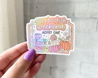 Cozy Bookish Weekend Sticker: Fall Pumpkin Kindle Decor