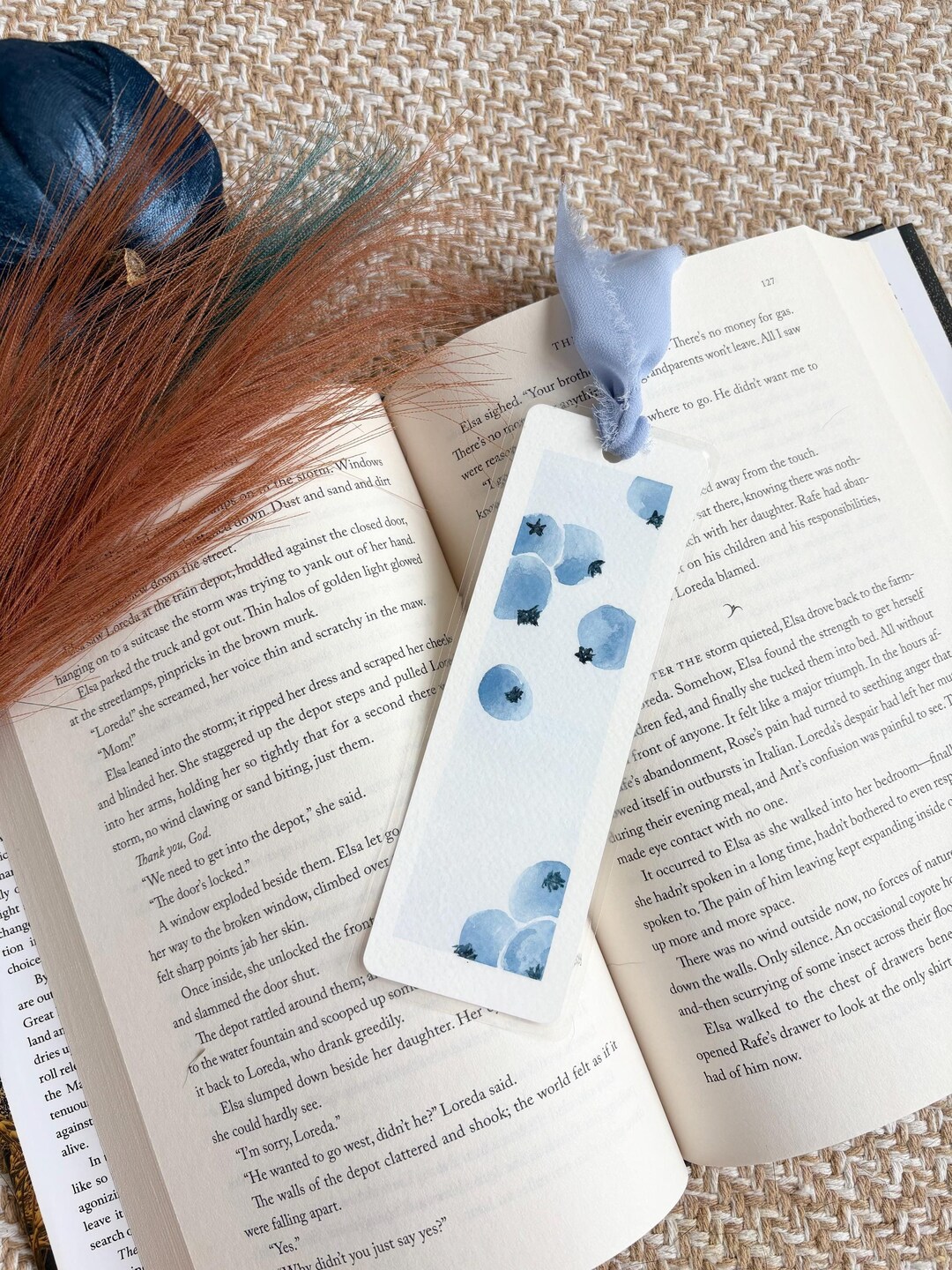 Hand Painted Blueberry Watercolor Laminated Bookmark Gift for Reader - Etsy