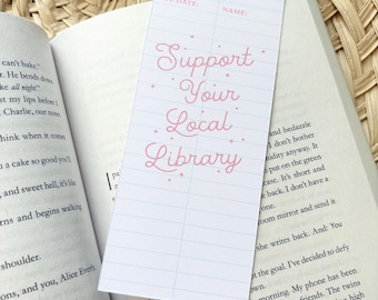 Guest check support your local library cardstock bookish bookmark for book lover