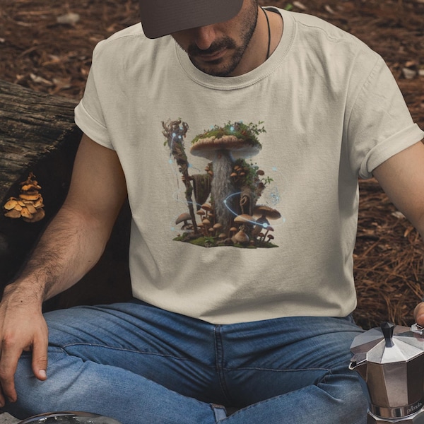 Forest Guardian Moss Beard T-Shirt - Unisex Fungal Wizard Nature Spirit Shaman Tee