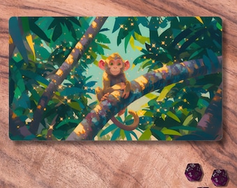 MTG-speelmat, schattige TCG-speelmat met aapthema, onofficiële MTG-speelmat, accessoires voor ruilkaarten, schattige cadeaus voor gamers