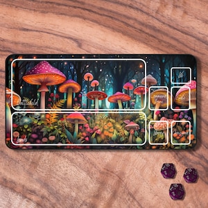 MTG Playmat Commander, Mushroom Forest themed TCG Playmat, MTG Playmat with Zones, Gifts for Gamers