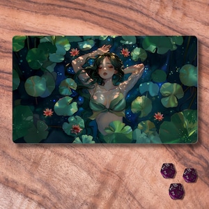 Tapis de jeu MTG, tapis de jeu TCG sur le thème de la beauté du lotus, tapis de jeu MTG non officiel, accessoires de jeux de cartes à collectionner, tapis de jeu de cartes sur le thème de l'anime