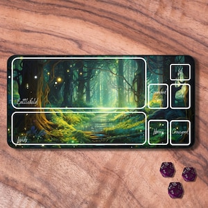 MTG Playmat Forest, MTG Playmat with Zones, Trading Card Game Play Mat, Neoprene Gaming Mat, Gift for Gamers, MTG Accessories