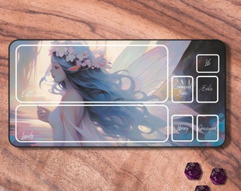 MTG Playmat Faerie, MTG Playmat with Zones, Pastel Fairy Themed TCG Playmat, Gifts for Gamers, Neoprene Gaming Mat