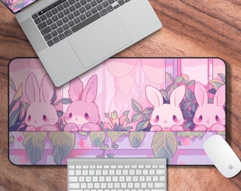 Lofi Desk Mat, Desk Mat Kawaii, Cute Pink Gaming Mouse Pad, Pastel Deskpad, Japanese Anime Aesthetic Deskmat, Kawaii Desk Decor