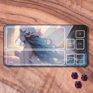 MTG Playmat Faerie, MTG Playmat with Zones, Pastel Fairy Themed TCG Playmat, Gifts for Gamers, Neoprene Gaming Mat