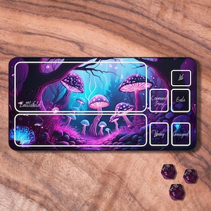 Tappetino da gioco MTG viola, tappetino da gioco MTG con zone, tema fungo, tappetino da gioco TCG, tappetino da gioco in neoprene, regali per giocatori