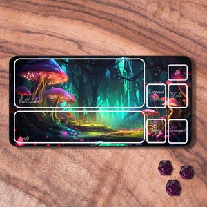 MTG Playmat with Zones, Forest themed TCG Playmat, Mushroom Card Playmat, MTG Accessories, Gifts for Gamers