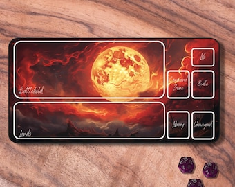 Tapis de jeu MTG rouge, tapis de jeu MTG avec zones, tapis de jeu de jeu de cartes à collectionner lunaire, accessoires MTG, cadeaux pour les joueurs