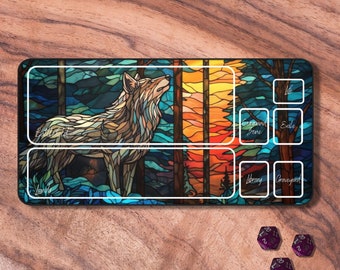 MTG Playmat with Zones, Wolf Themed MTG Playmat, Trading Card Game Mat, MTG Accessories, Gifts for Gamers