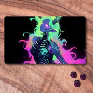 MTG-speelmat met of zonder zones, neon-necromancer-kaartspeelmat, onofficiële MTG-speelmat, TCG-speelmat, cadeaus voor gamers