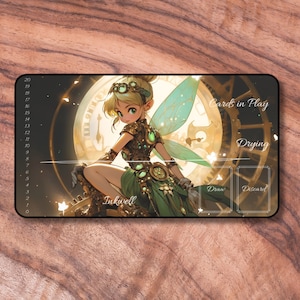 Tapete de jogo Lorcana com zonas, tapete de jogo com tema de cartas da Sininho, tapete de jogo Lorcana não oficial, presentes para jogadores