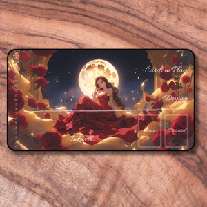 Tapete de juego Lorcana con zonas, tapete de juego TCG con temática de La Bella y la Bestia, tapete de juego Lorcana no oficial, tapete de cartas de princesas, regalos para jugadores
