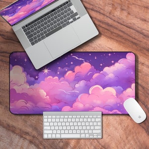 Bureaumat schattig, kawaii cloud gaming-muismat, schattig roze bureau, pastelkleurige laptopmat, kawaii bureaudecor, cadeau voor gamermeisjes
