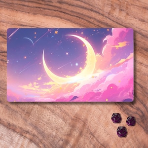 Tapete de juego MTG Anime, tapete de juego MTG con o sin zonas, tapete de juego de cartas de anime rosa pastel, tapete de juego TCG con temática lunar, regalos para jugadores