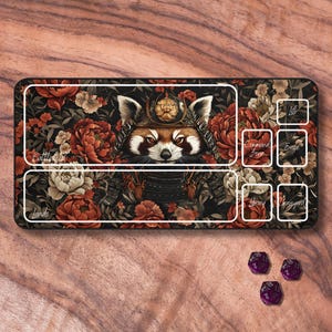 Tapis de jeu MTG samouraï, tapis de jeu JCC sur le thème du panda roux, tapis de jeu MTG non officiel, accessoires de jeux de cartes à collectionner, adorables cadeaux pour les joueurs