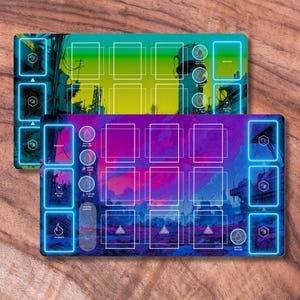 Playmat Compatible with Radlands Card Game, Unofficial Radlands Mat Bundle, Board Game Upgrade, Board Game Lover Gift, 2 Player Mat Set