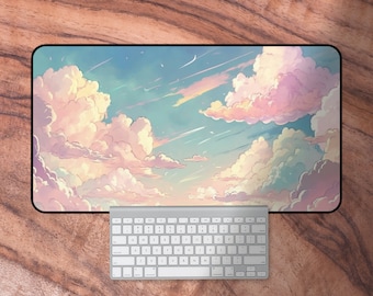 Rosa Kawaii Mauspad, Kawaii Gaming Schreibtischmatte, Pastel Sky Keyboard Matte, Kawaii Geschenke für Sie
