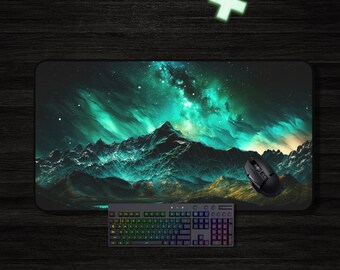 Desk Mat Green Nature, Gaming Desk Mat, Green Mouse Pad Wrist Rest, Desk Pad Large, Neoprene Gaming Mat