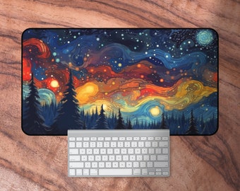 Pretty Night Sky Desk Mat, Blue Gaming Mouse Pad