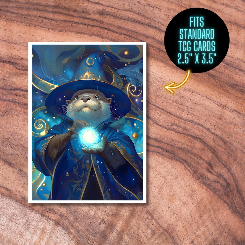 MTG Sleeves, TCG Card Sleeve Protector, Otter Wizard Themed Themed Card