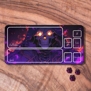 Tapis de jeu MTG violet, tapis de jeu MTG sur le thème du nécromancien avec zones, tapis de jeu de jeu de cartes à collectionner, accessoires MTG, cadeaux pour les joueurs
